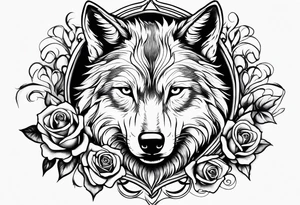 Rose with flames out of the top morphing into a wolf tattoo idea