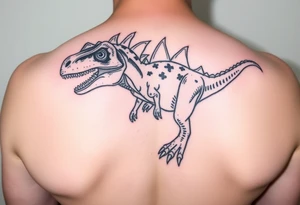 Dilophosaurus staring at me with its fills expanded tattoo idea