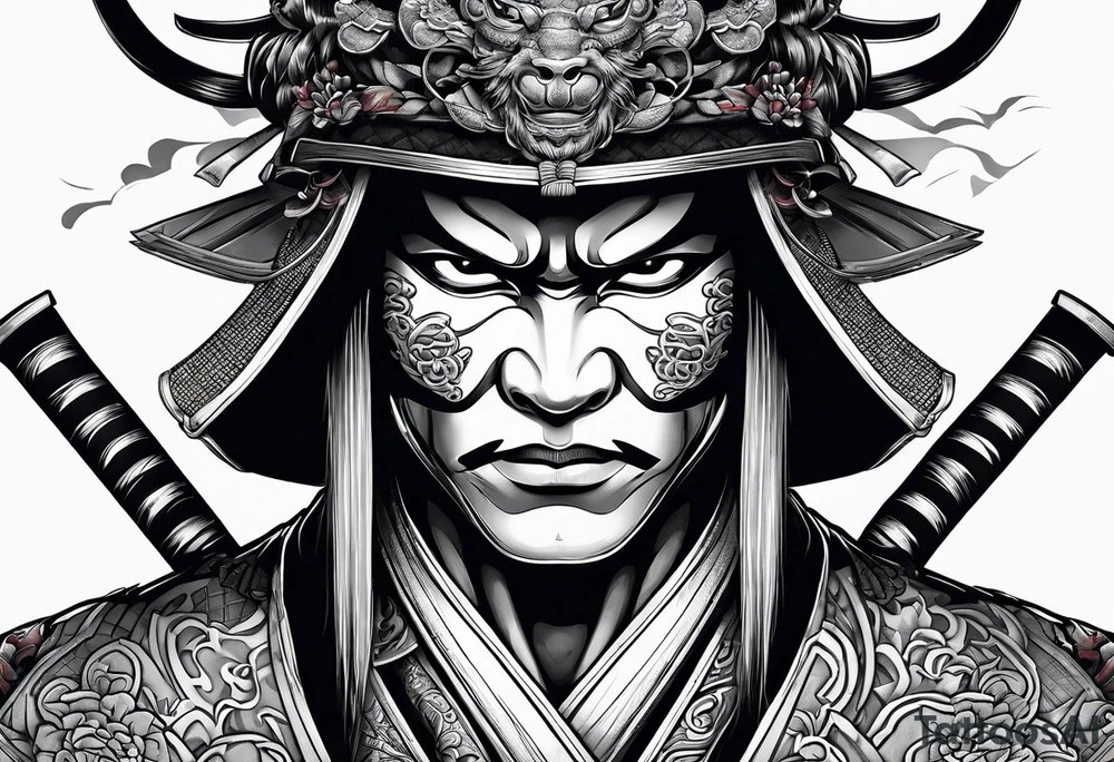 samurai with mask tattoo idea