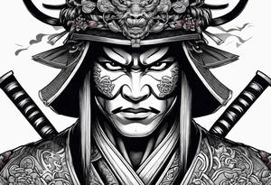samurai with mask tattoo idea