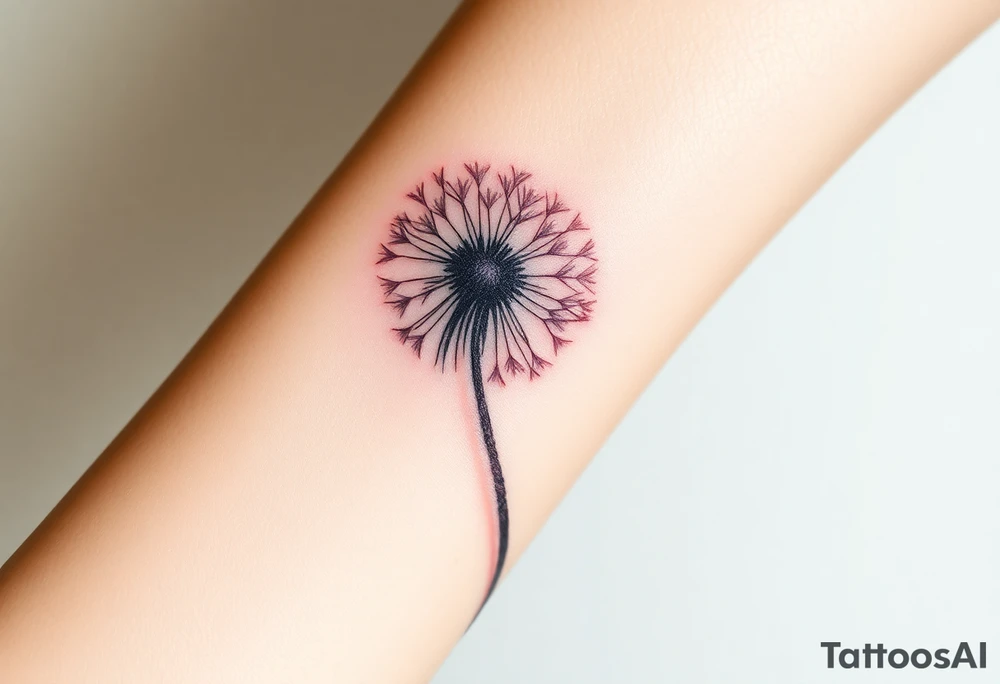 Dandelion realistic with shadows tattoo idea