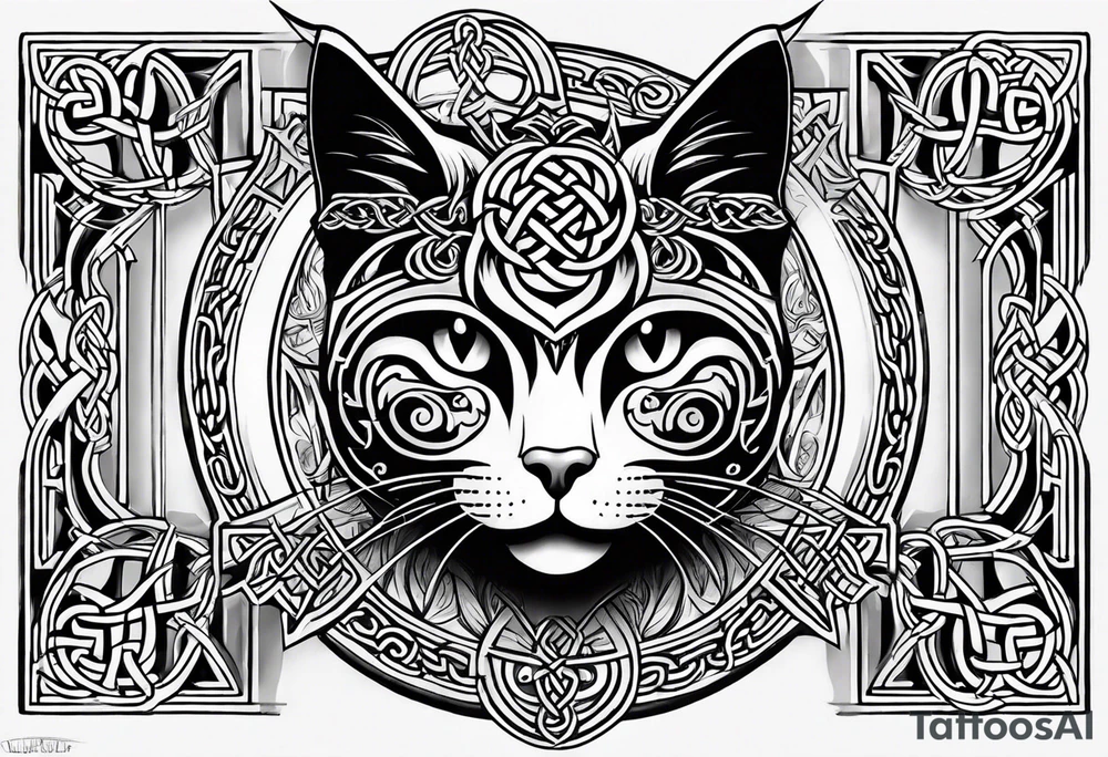 celtic knotwork cat tattoo idea