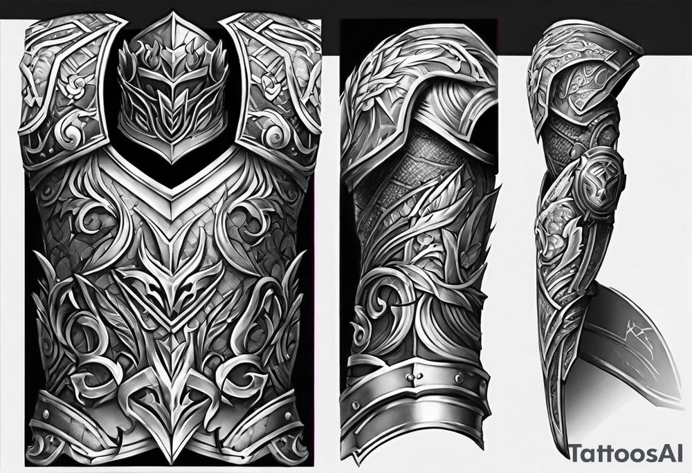 Arm and chest armor for right arm only tattoo idea