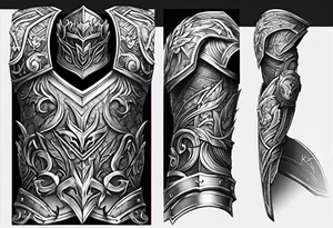 Arm and chest armor for right arm only tattoo idea