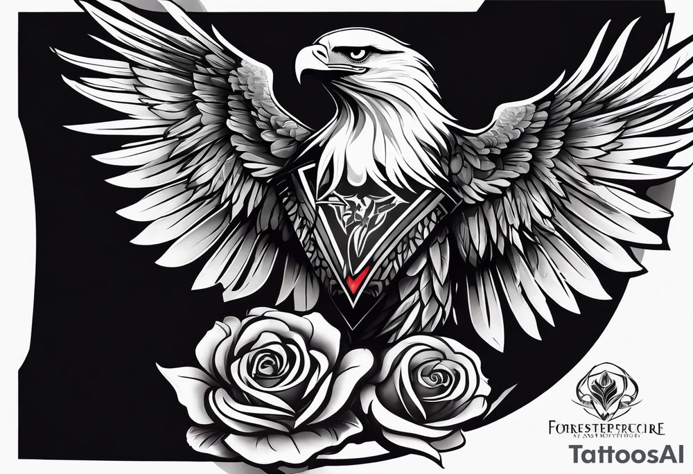 forearm tattoo
eagle wing including a stylish rose with first name Isa encrypted tattoo idea