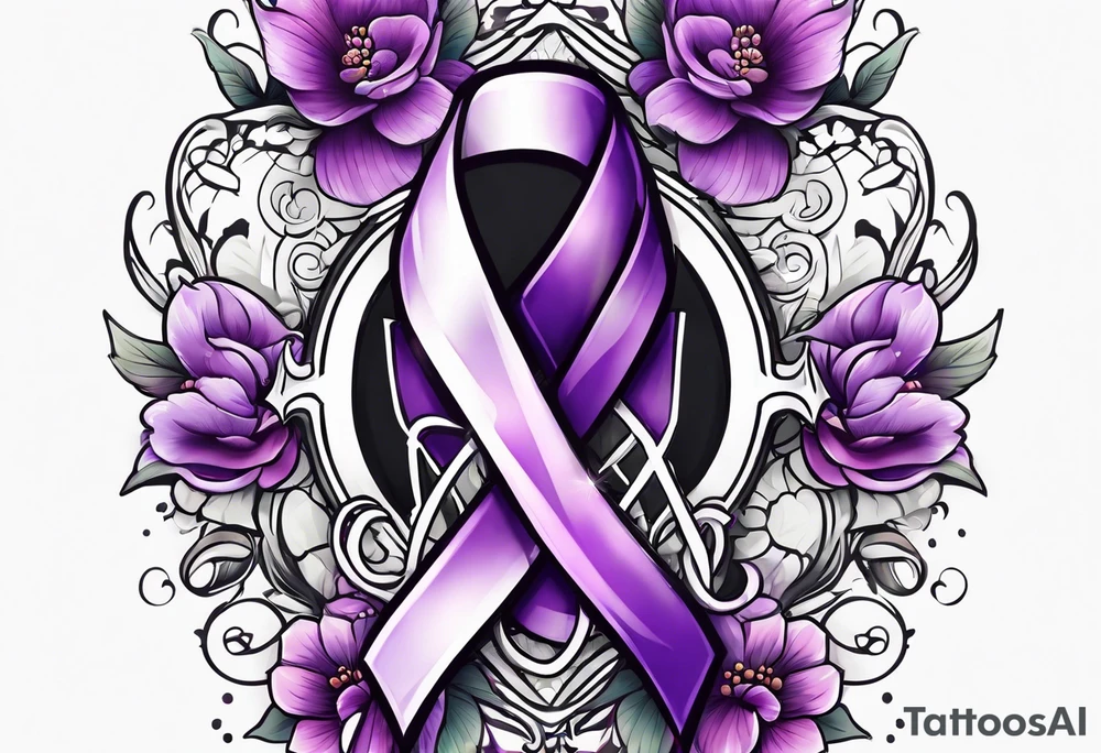 Purple cancer ribbon tattoo idea