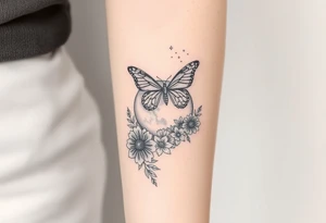 I have a full inside forearm done with butterfly’s, flowers, have a moon crust, dimonds, sprinkles so now I need to finish the other side tattoo idea