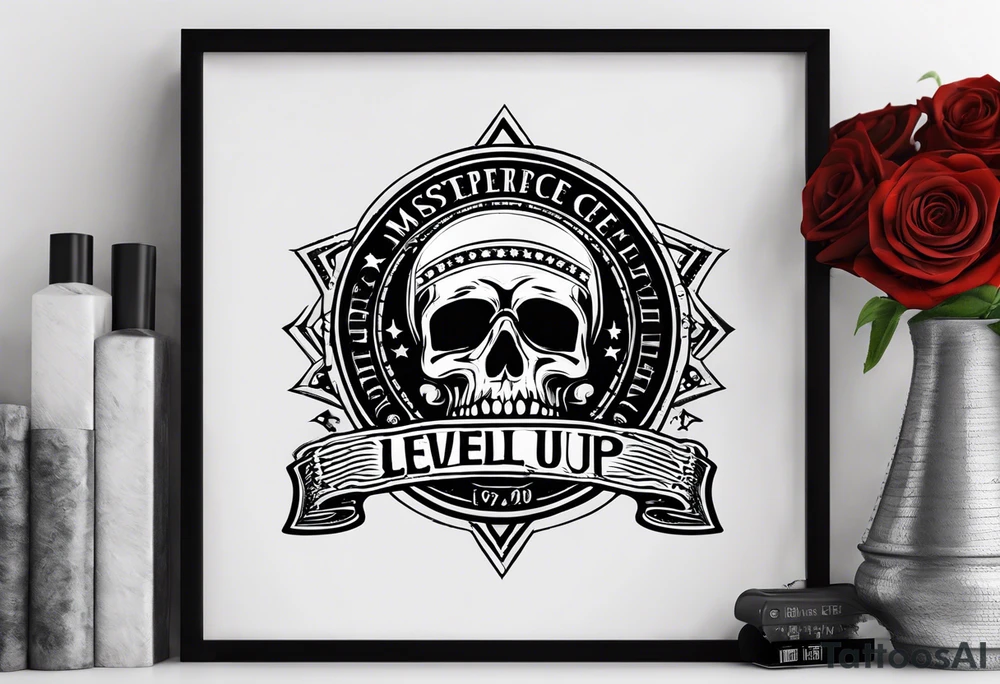 simple text saying "Level Up" tattoo idea