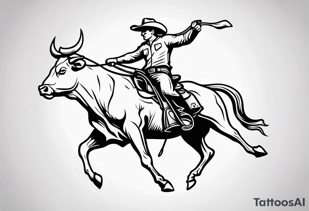 Bull with a cowboy rider tattoo idea