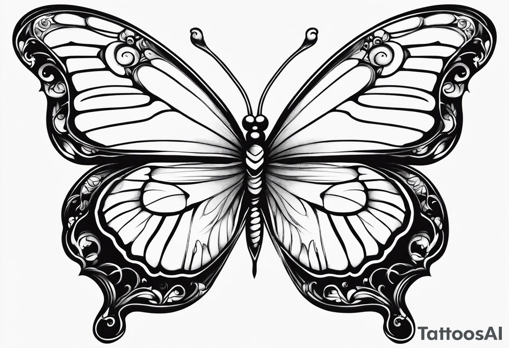 cute butterfly fineline tattoo sketch for girls tattoo idea