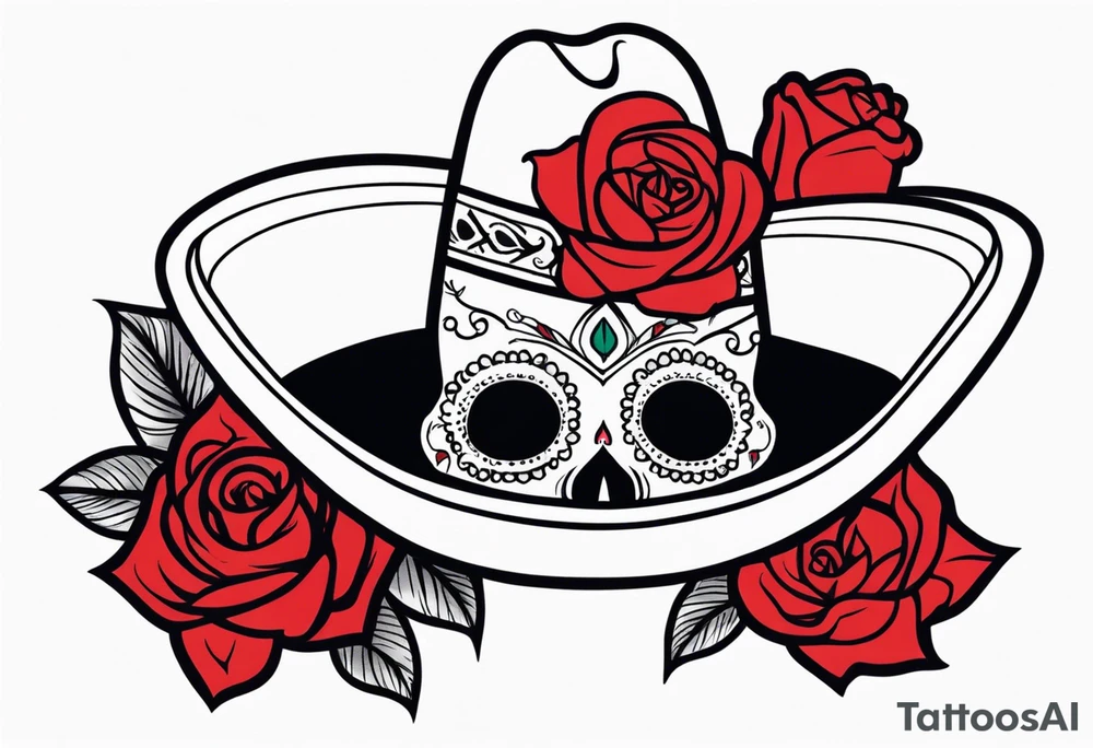 Mexican hat
red rose
day of dead tattoo idea