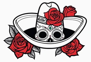 Mexican hat
red rose
day of dead tattoo idea