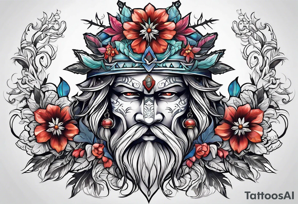 snowflake warrior, flower tattoo idea