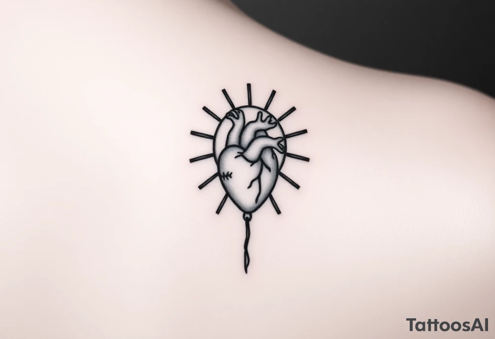 human heart chained up inside of the sublime sun, reggae vibe tattoo idea