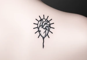 human heart chained up inside of the sublime sun, reggae vibe tattoo idea