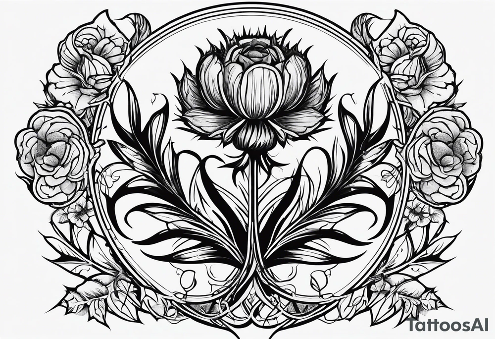 Scottish thistle, 4 leaf clover, Tudor rose tattoo idea