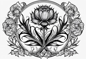 Scottish thistle, 4 leaf clover, Tudor rose tattoo idea
