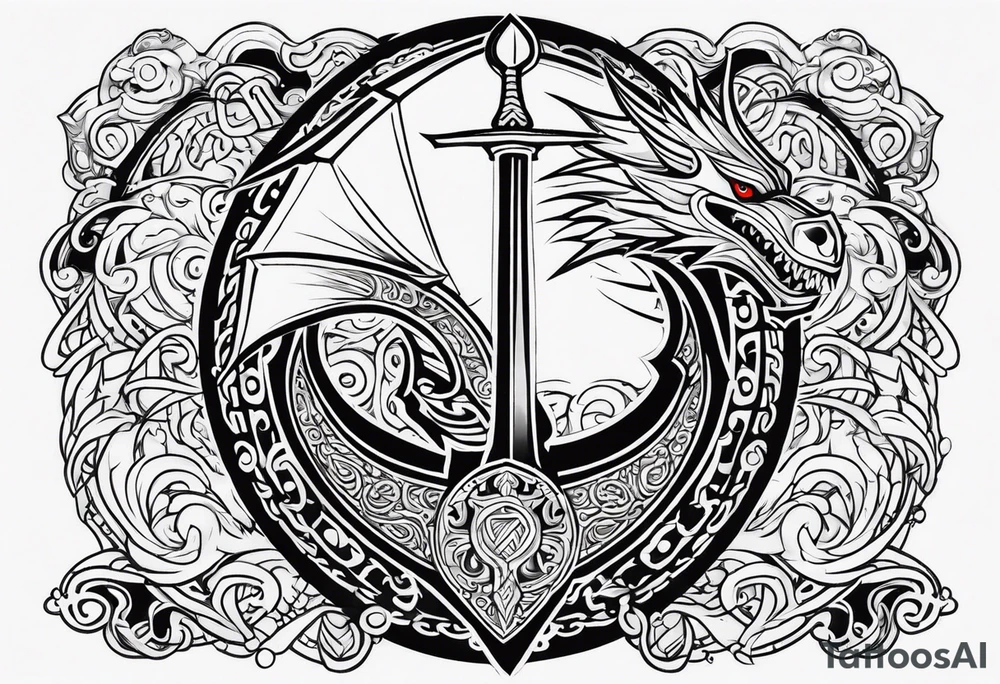 Valhalla sword shield viking ship dragon head tattoo idea Valhalla sword shield viking ship dragon head tattoo idea