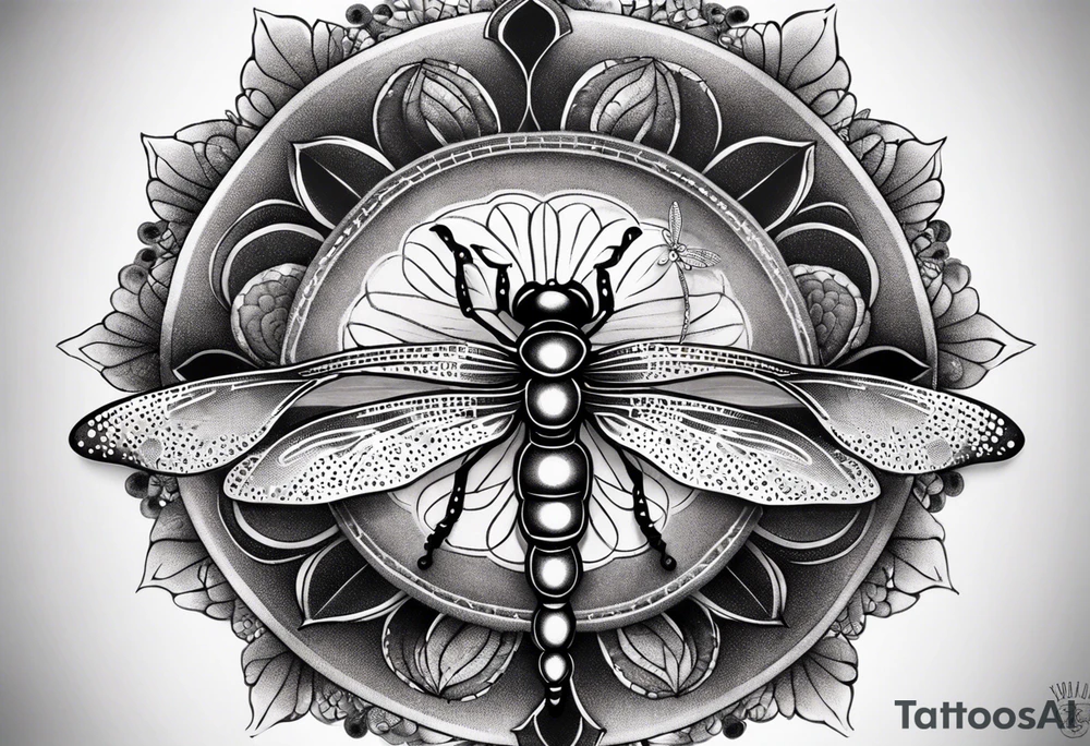 dragonfly and mandala tattoo idea