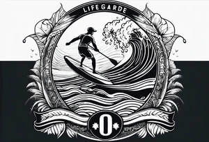 Ocean vibes lifeguard surfer tattoo idea