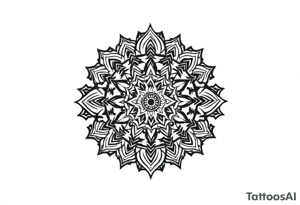 long mytical mandala with ancient rhyme tattoo idea