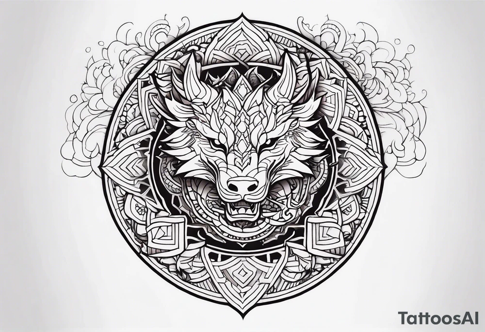 Dragon around Mandala tattoo idea