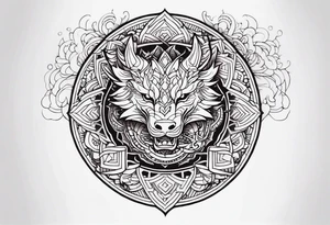 Dragon around Mandala tattoo idea