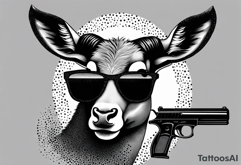 capricorn with sunglasses and gun tattoo idea