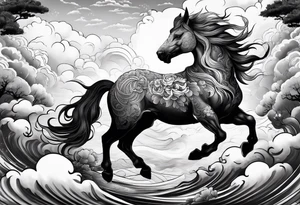 a kirin surrounded by cloud tattoo idea