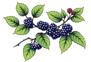 American traditional style Blackberry vine in a line tattoo idea