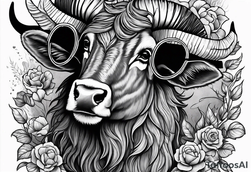 capricorn with sunglasses and shotgun tattoo idea