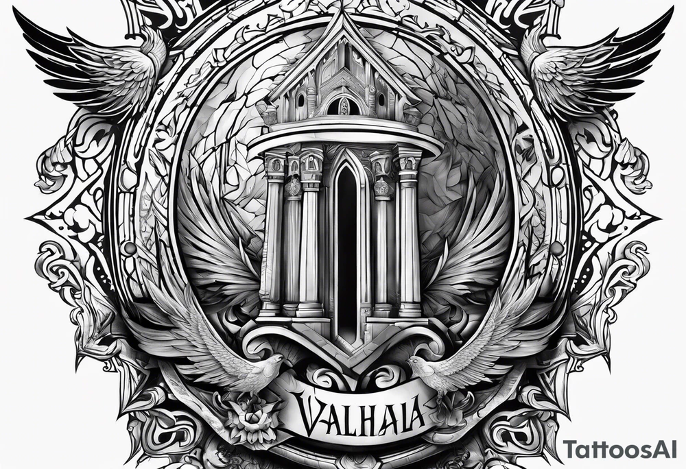 Valhalla word church tattoo idea
