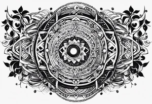 armband tattoo, masculine, narrow, horizontal with quantum bound atoms pattern tattoo idea
