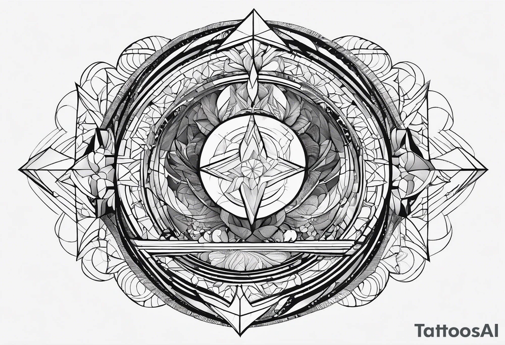 A visual representation of the creation story from the bible. Done in vertical geometric abstract. 16" tall 6" wide tattoo idea