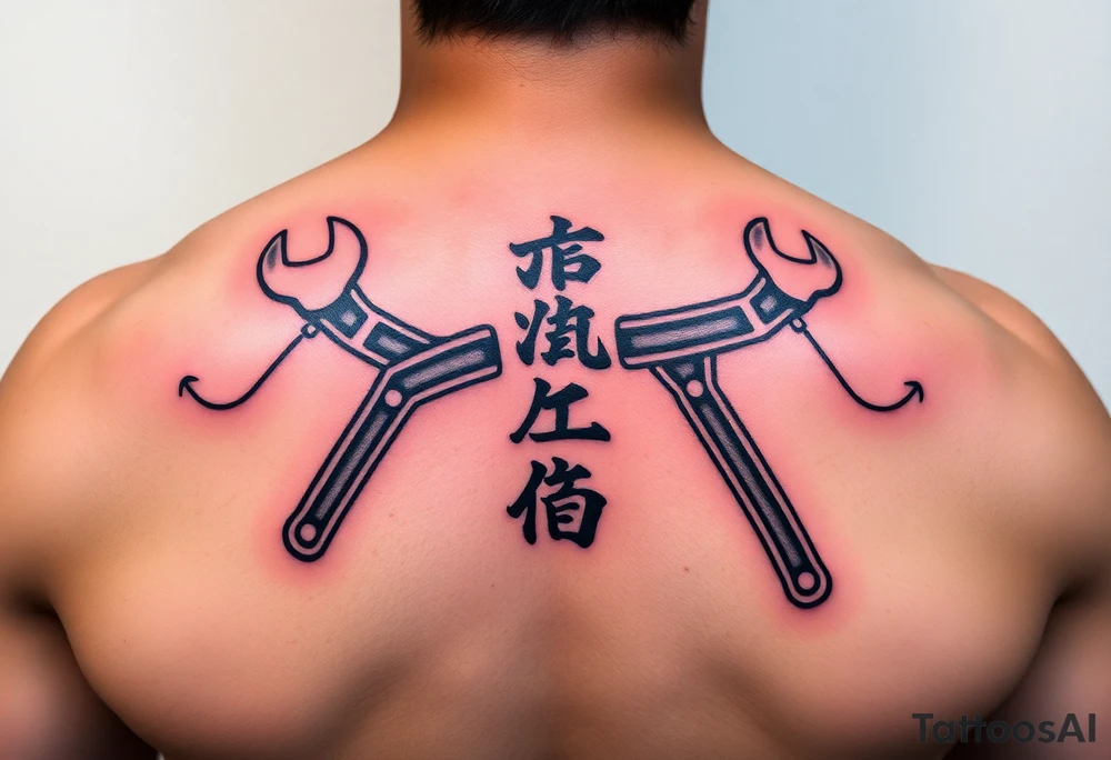Straight Pipe Wrenches and kanji tattoo idea