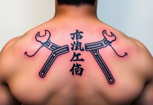 Straight Pipe Wrenches and kanji tattoo idea