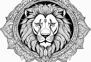 25cm lion and sun most black for covering tattoo idea