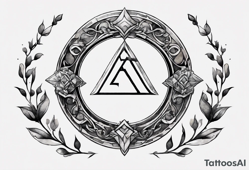 letter delta inside a chain circle, subtle, womanly, simplistic tattoo idea