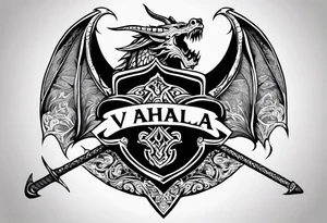 Valhalla death 
prayer sword dragon head axe tattoo idea