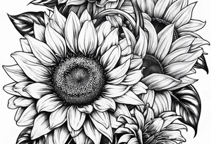Sunflower and Lilly sleeve tattoo idea