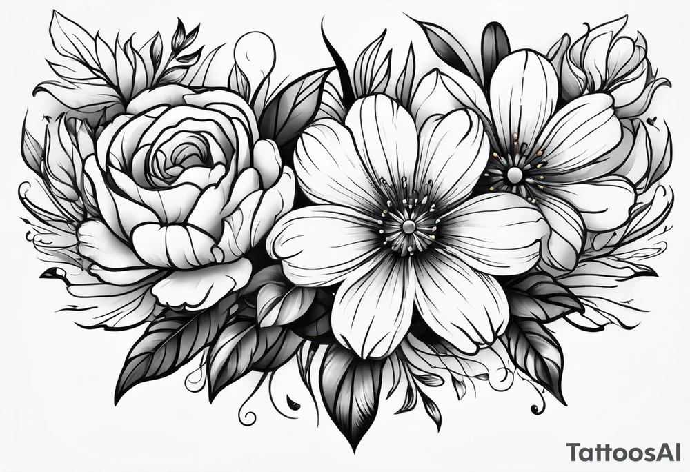 Collarbone tattoo of bright colorful flowers tattoo idea