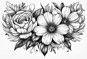 Collarbone tattoo of bright colorful flowers tattoo idea