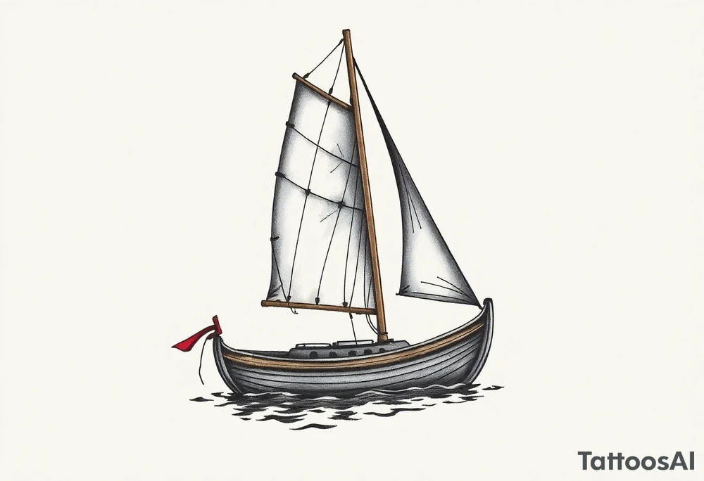 sailing boat in a bay tattoo idea