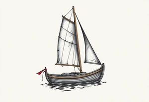 sailing boat in a bay tattoo idea