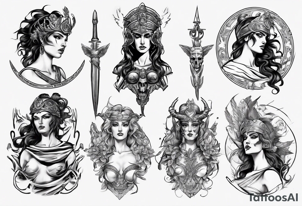 Greek goddess war lord tattoo idea