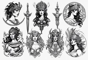Greek goddess war lord tattoo idea