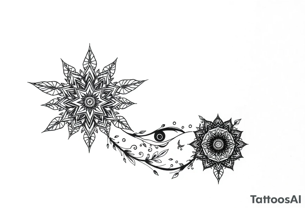 long ornament shaman and witch style mytical with ancient rhyme tattoo idea