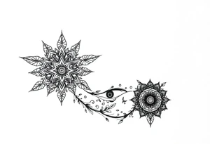 long ornament shaman and witch style mytical with ancient rhyme tattoo idea