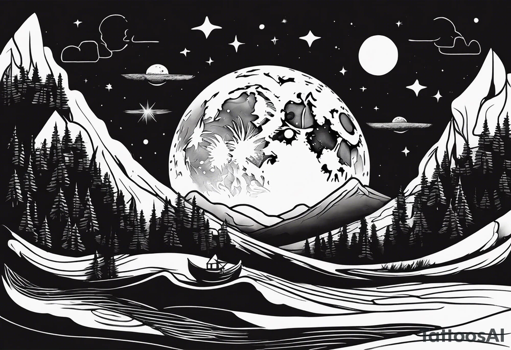 vacation on the moon tattoo idea