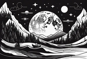 vacation on the moon tattoo idea